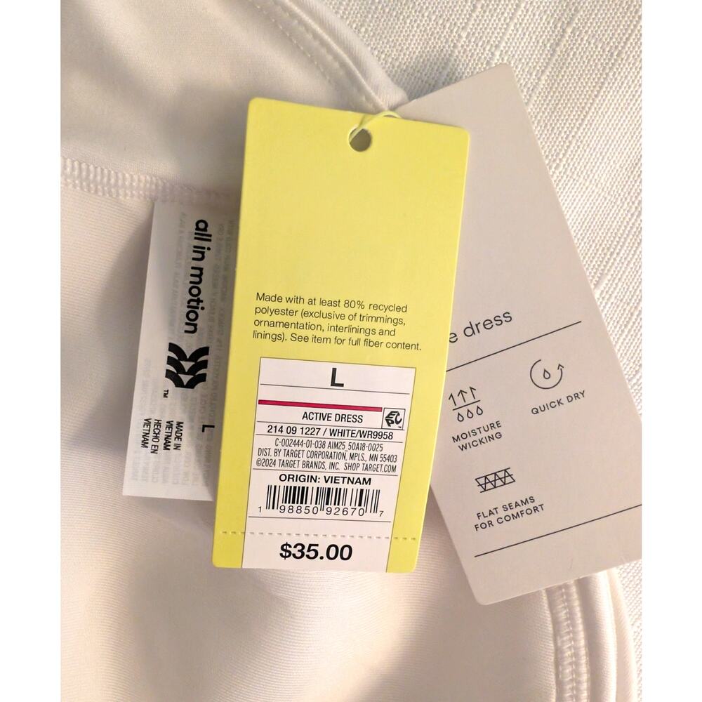All In Motion Racer Back White Sports Dress Large - Picture 4 of 12